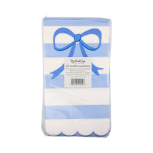 Load image into Gallery viewer, Blue Stripe Bow Scallop Guest Napkins