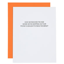 Load image into Gallery viewer, Read Menu With Phone Flashlight - Funny Birthday Card