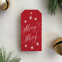 Load image into Gallery viewer, Merry Merry Gift Tag, Red and White