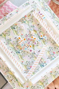 Scalloped Square Table Topper in Pink Pagoda