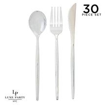 Load image into Gallery viewer, Matrix Silver Plastic Cutlery Set | 30 Pieces