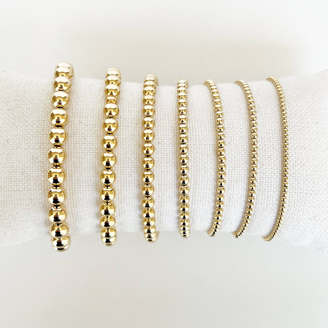 14k Gold Filled Beaded Bracelets: 4mm, size 7