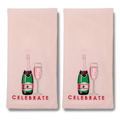 Embroidered Celebrate Napkins in Soft Pink