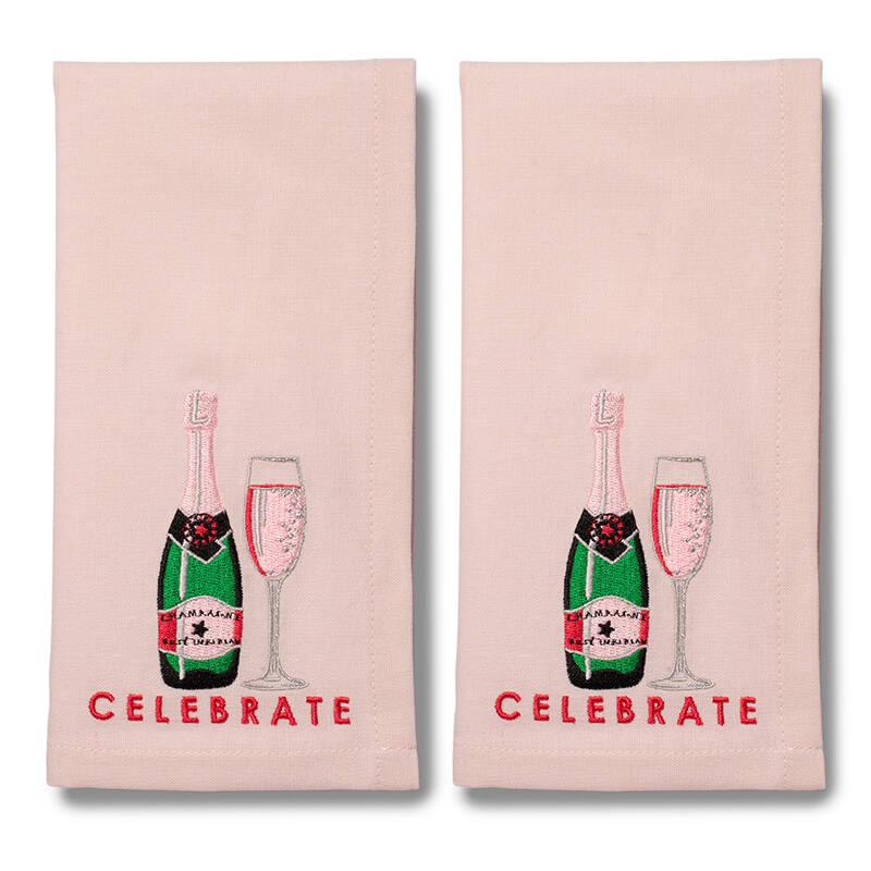 Embroidered Celebrate Napkins in Soft Pink