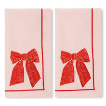 Load image into Gallery viewer, Embroidered Bow Napkins in Soft Pink