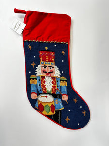 Blue Nutcracker w/Drum Needlepoint Stocking