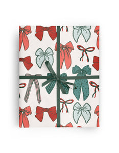 Red and Green Bows Christmas Wrapping Paper