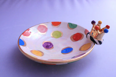 Crown Saucer Coloured Dots