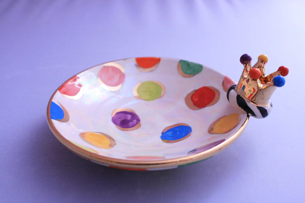 Crown Saucer Coloured Dots