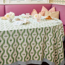 Load image into Gallery viewer, Card Tablecloth - Green Ikat