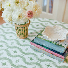 Load image into Gallery viewer, Card Tablecloth - Green Ikat
