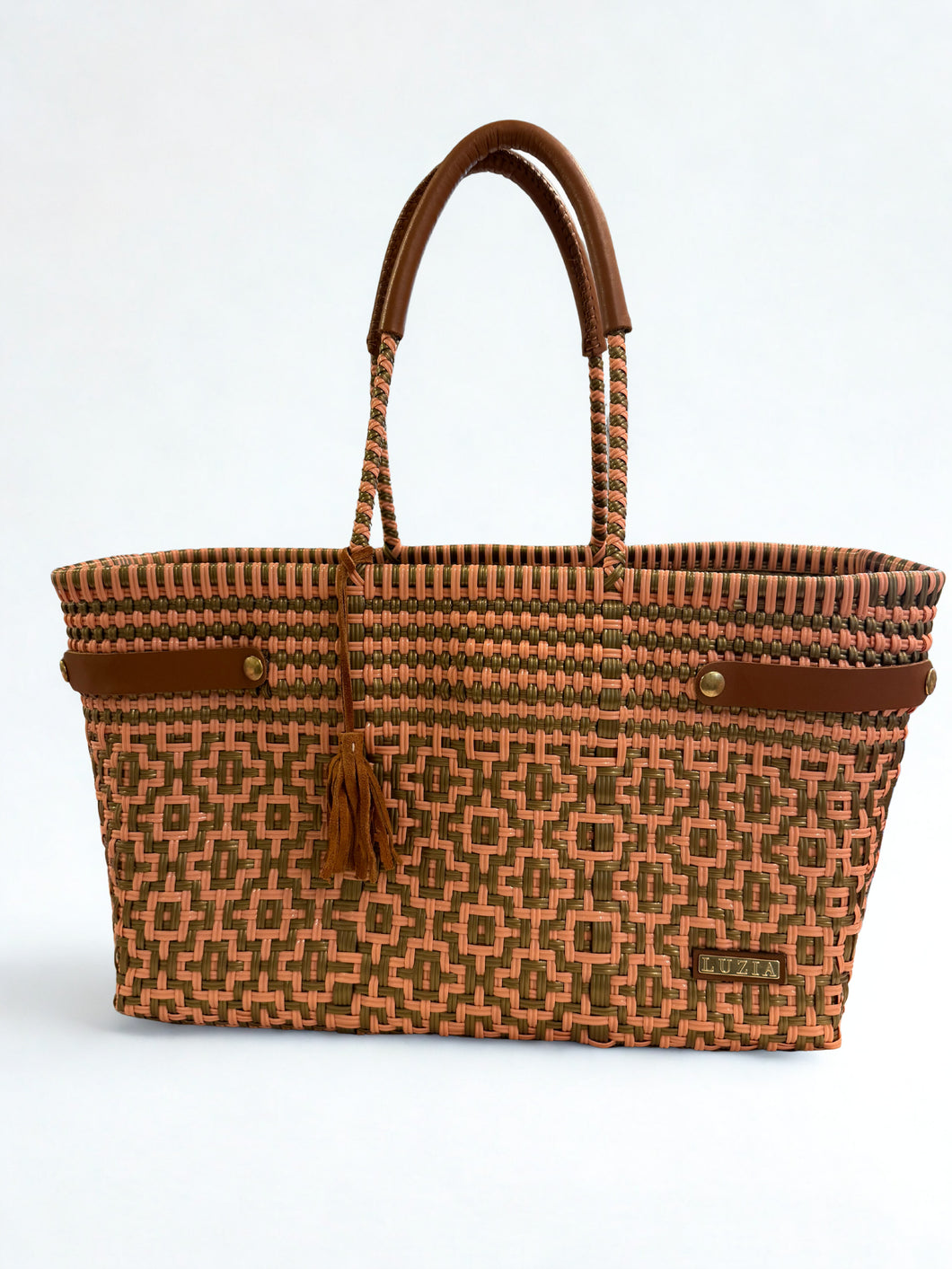 Open Basket Jumbo Cross Diamond Woven Bag