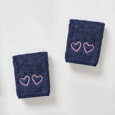 Weezie Make Up Towel Coral Hearts (Pair)