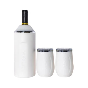 Bottle & Wine Glass Chiller Set - White
