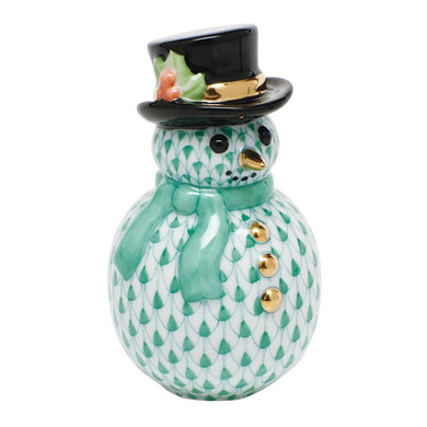 Herend Snowman with Scarf  - Forest Green