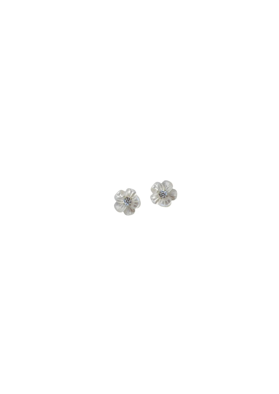 Mother of Pearl Chinoiserie Blossom Flower Studs