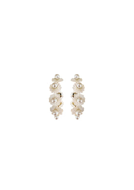 Petite Mother of Pearl Wildflower Hoops