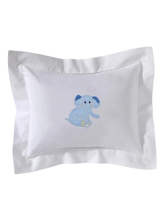 Boudoir Pillow Cover Blue Elephant with French Knots