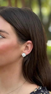 Mother of Pearl Chinoiserie Blossom Flower Studs