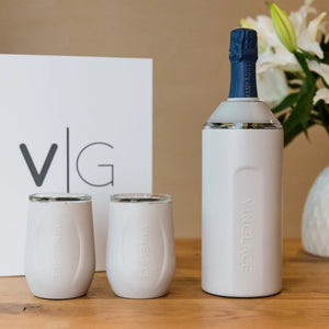 Bottle & Wine Glass Chiller Set - White