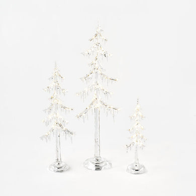 Frosted Icicle Tree with Lights - Small - 13.5 Inches