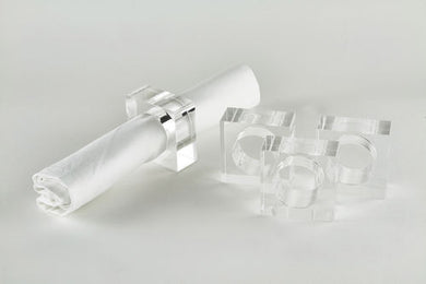 Lucite Napkin Ring, Set/4, Clear