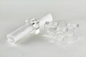 Lucite Napkin Ring, Set/4, Clear
