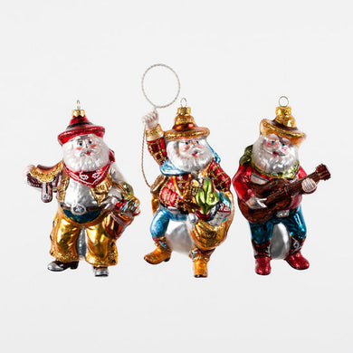 Cowboy Santa Ornament - 6.5 Inches