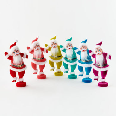 Flocked Dancing Santa - Blue - 14.5 Inches