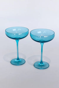 Colored Champagne Coupe -Ocean Blue