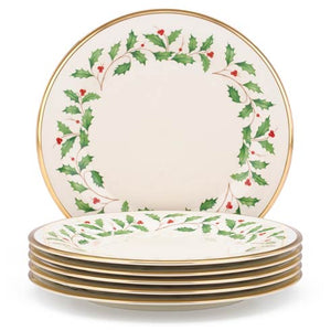 Holiday 6 piece dinner plate set