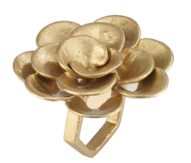 Camellia Gold Napkin Rings, set of 4