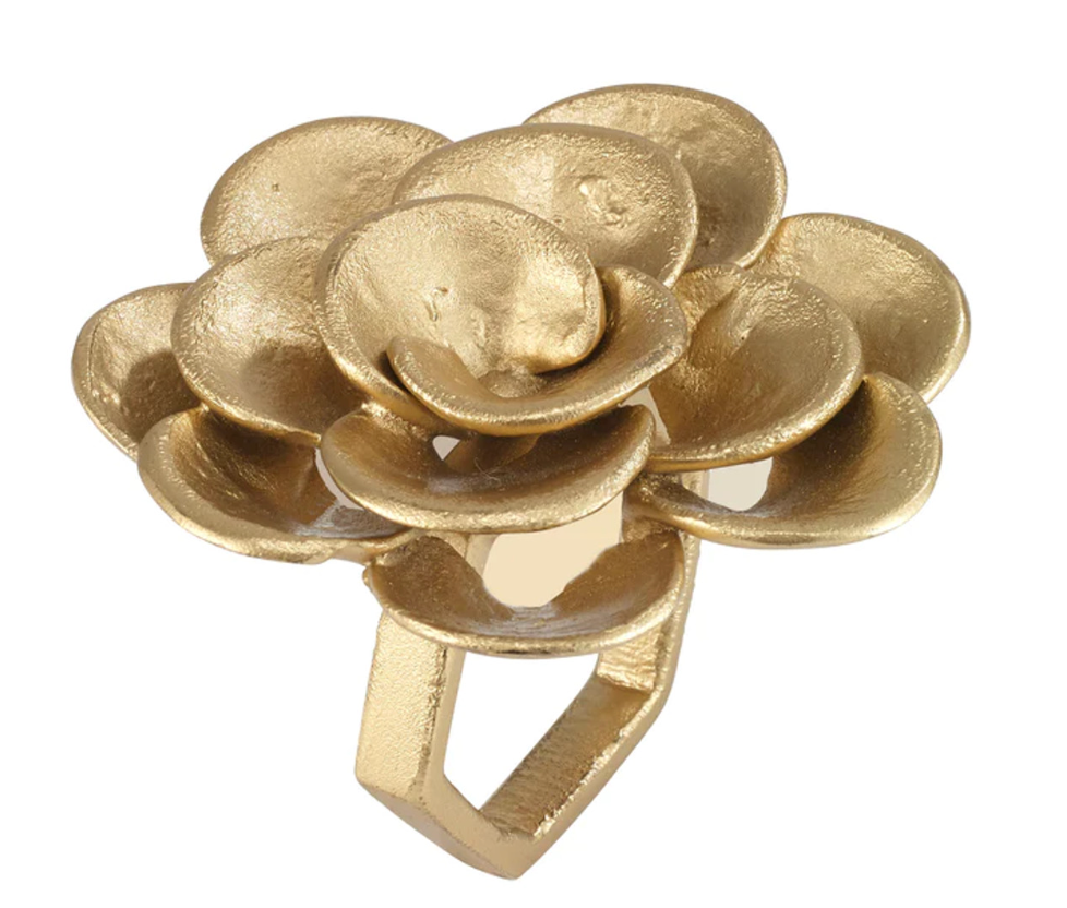 Camellia Gold Napkin Rings, set of 4