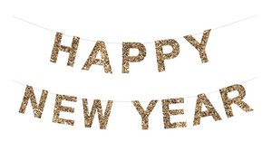 Gold Glitter Happy New Year Garland