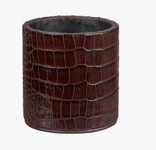 Load image into Gallery viewer, Pencil Cup - Brown Embossed Croc Leather