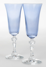 Load image into Gallery viewer, Colored Regal Flute Clear Stem - Set of 2