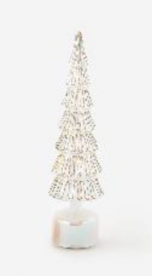 Revolving Lighted Glass Tree - Silver