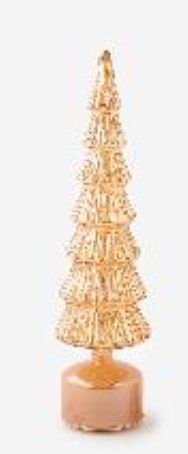 Revolving Lighted Glass Tree - Gold