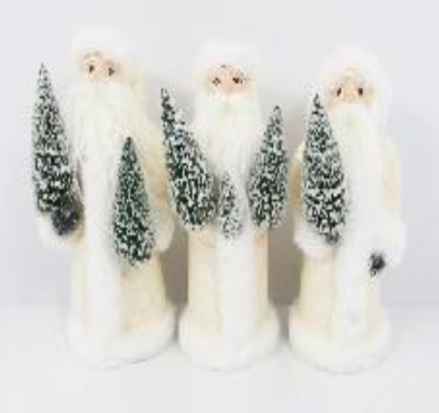Primitive White Santa w/Tree