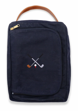 Crossed Clubs Shoe Bag (Navy Waxed Canvas)
