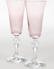 Load image into Gallery viewer, Colored Regal Flute Clear Stem - Set of 2