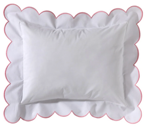 Boudoir Pillow Cover with Scalloped Flange - Pink