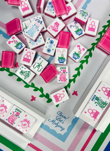 Grandmillennial Tiles W/Mat Fuchsia