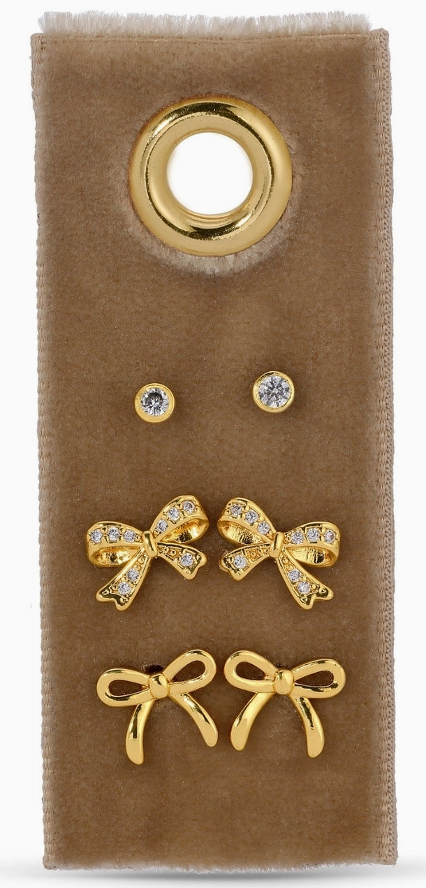 Bow Velvet Stud Set