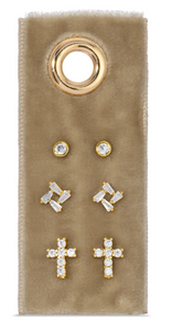 Gold Cross Velvet Stud Gift Set