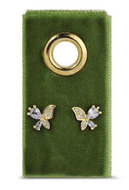 CZ Butterfly Studs on Velvet Gift Tag