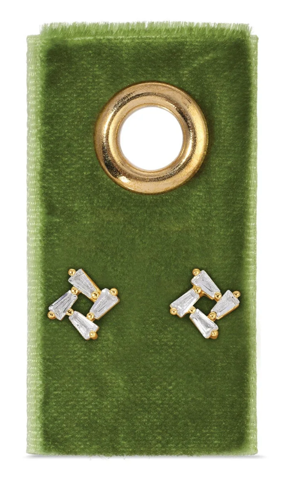Baguette Cluster Studs on Velvet Gift Tag