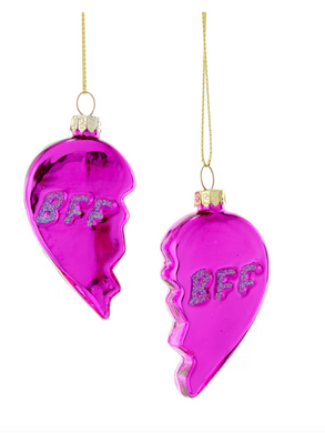BFF Heart Ornaments Set of 2