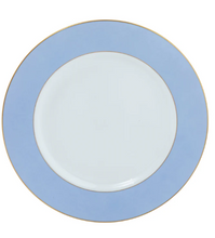Load image into Gallery viewer, Ultra-White Color Sheen Light Blue Gold Dinnerware