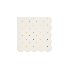 Load image into Gallery viewer, Cottage Gold Foil Polka Dot Scalloped Paper Cocktail Napkins